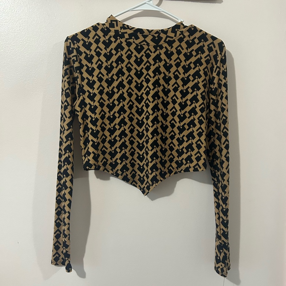 Brown and black bandana style crop top